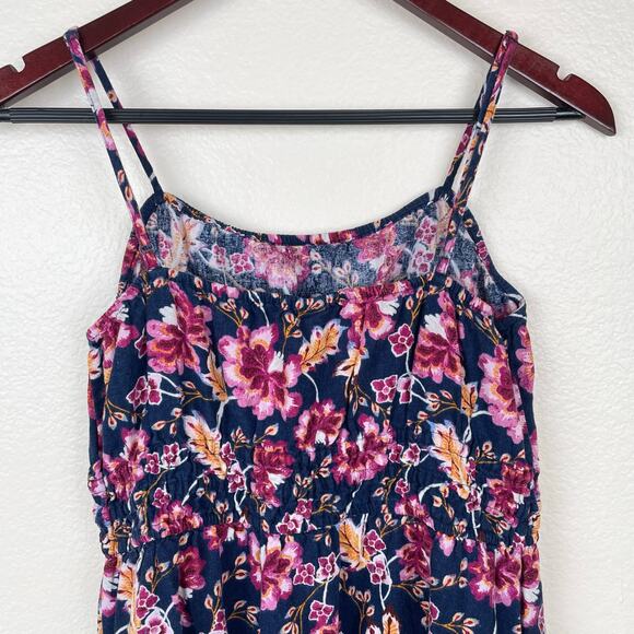 Old Navy Dress Sz M Linen Babydoll Cottage Fairy Feminine Floral Sun Midi Sun - Picture 9 of 10